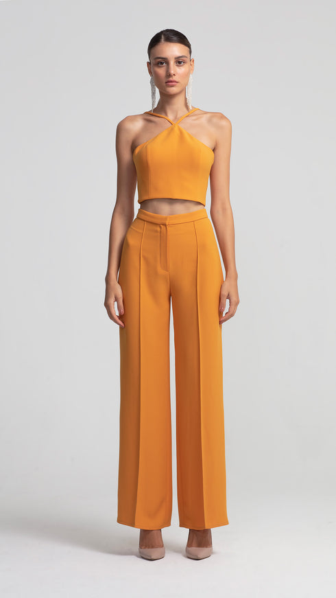Cross Strap Marigold Crop Top